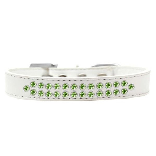 Unconditional Love Two Row Lime Green Crystal Dog CollarWhite Size 16 UN811419